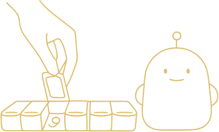 お薬ケースと服薬支援ロボットを描いたイラスト